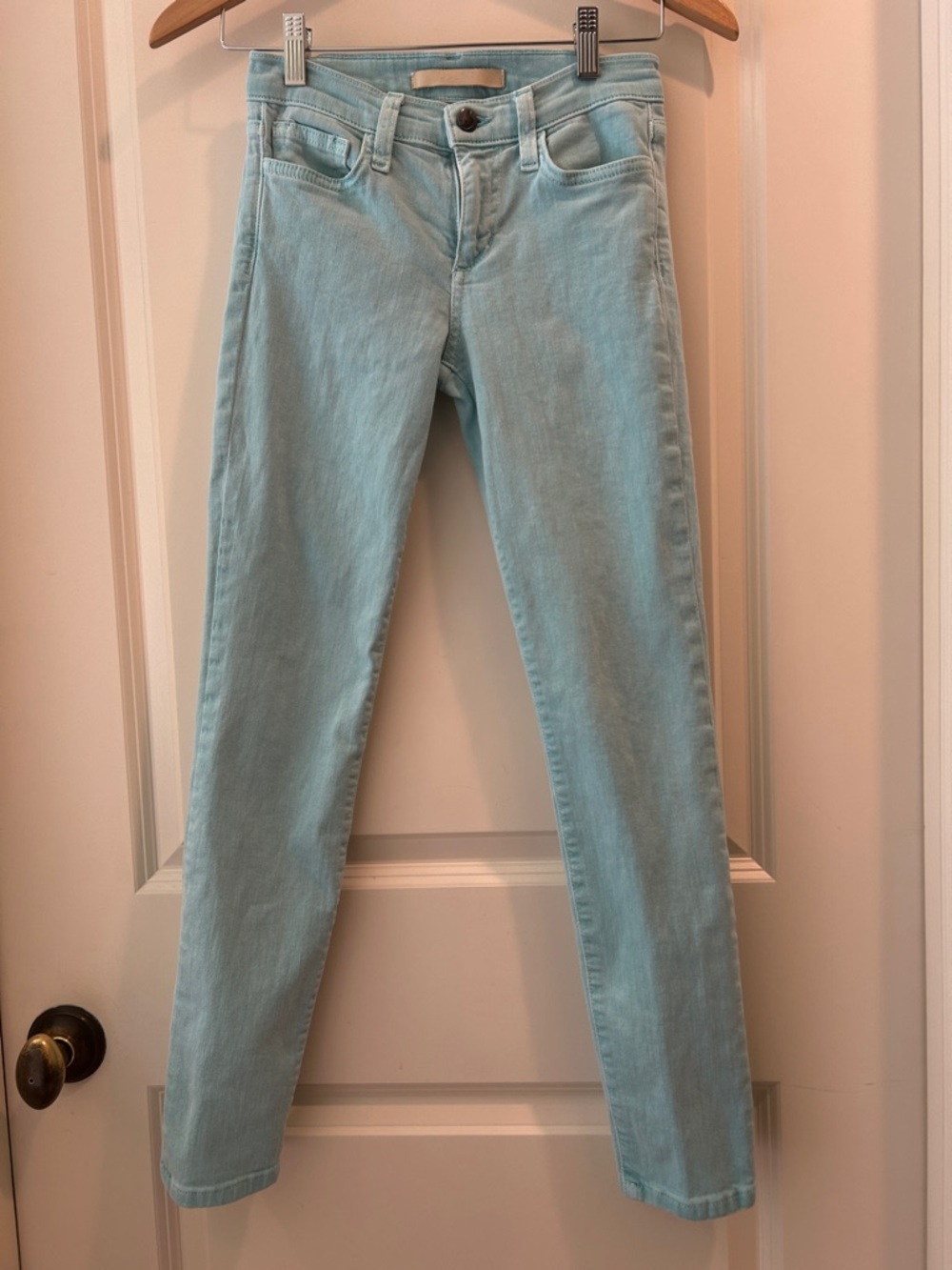 Joe’s Light Teal Straight Ankle Denim zip fly Jeans pockets women’s size 24